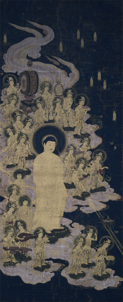 Painting of the Descent of Amida  with Twenty-Five Bodhisattvas