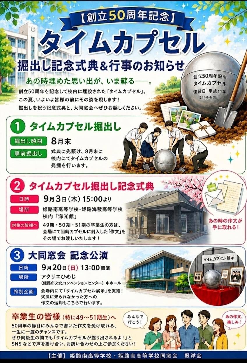 タイムカプセル掘出し記念式典＆行事のお知らせ