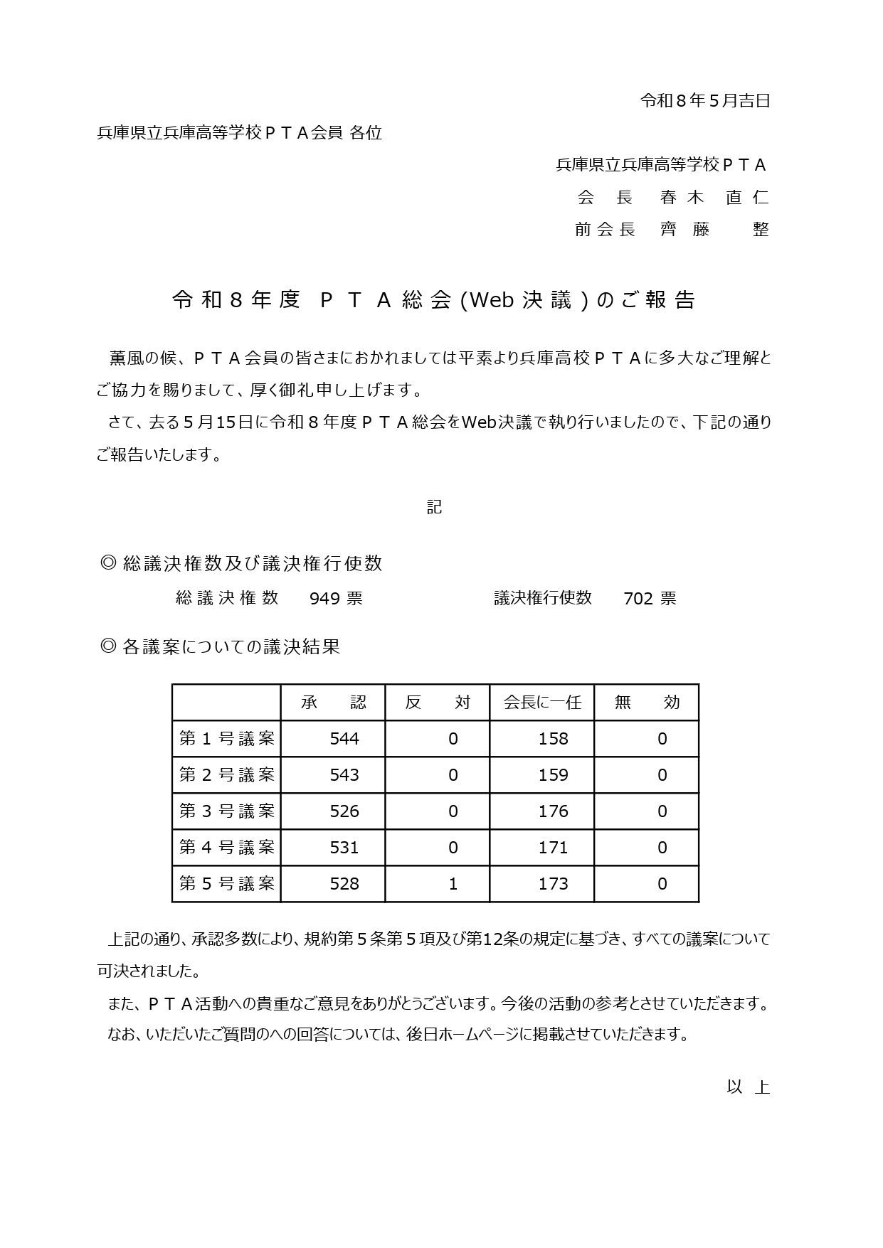 PTA総会報告