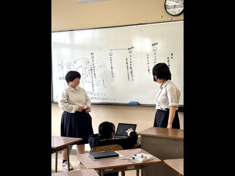 演劇の脚本を考えている様子(３年総合探究)